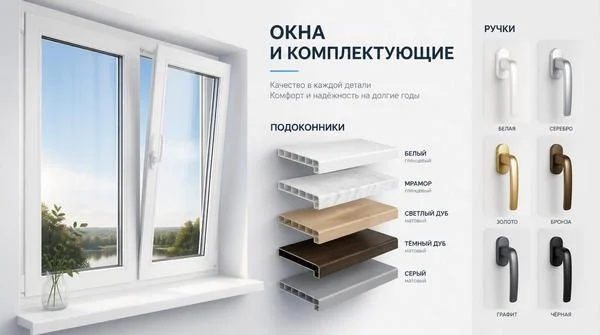 Окна ПВХ, подоконники, комплектующие